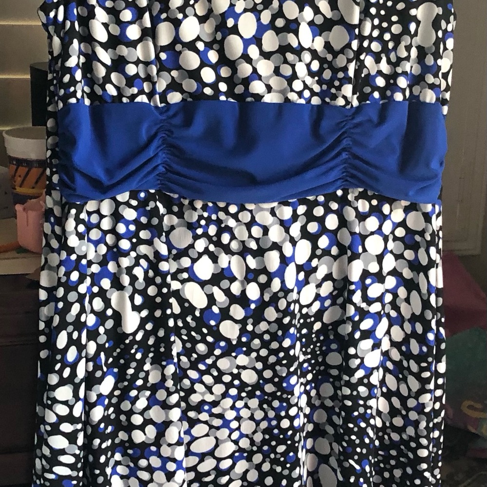 Perceptions NY Chic Navy and White Patterned Midi Dress - Picture 8 of 11